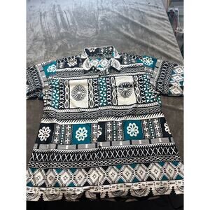 ACME Hawaiian Button Down Shirt Men’s 3XL green‎ Black Geometric Made In Fiji